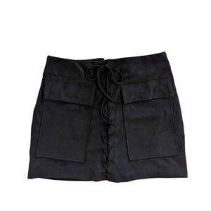 Brunette the Label Faux Suede Black Mini Skirt Women's XS
